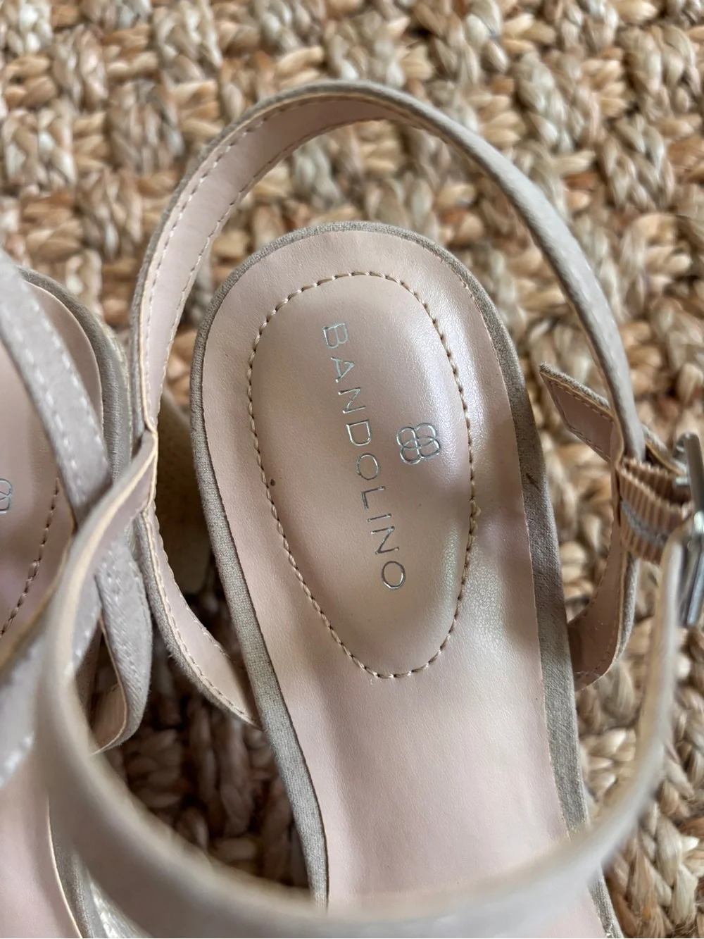 Bandolino Taupe Platform Espadrille Block Heel Sandals